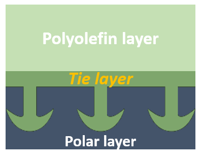Chemical interaction by tie layer
